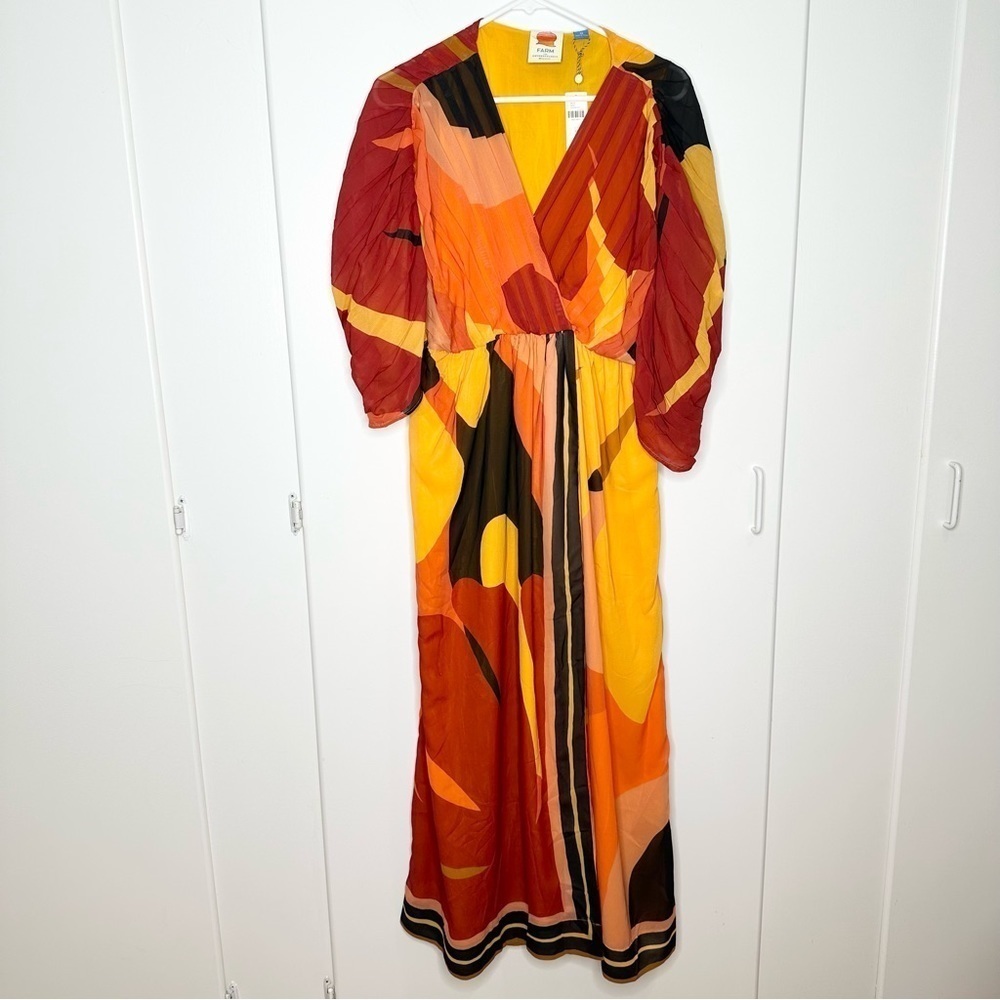 NWT Farm Rio Short-Sleeve Wrap-Front Maxi Dress Size XS - Picture 4 of 14